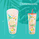 Mary Square Best Mom Ever Pink Floral 24 ounce Acrylic Travel Tumbler with Straw