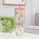 Mary Square Best Mom Ever Pink Floral 24 ounce Acrylic Travel Tumbler with Straw