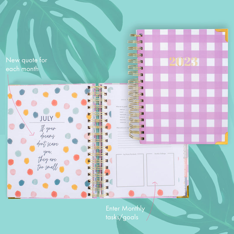 Mary Square Pink Gingham Plaid 7 x 9 Paper Daily Journal Agenda