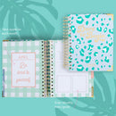 Mary Square Dare to Begin Teal Animal Pattern 7 x 9 Paper Daily Journal Agenda
