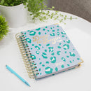 Mary Square Dare to Begin Teal Animal Pattern 7 x 9 Paper Daily Journal Agenda