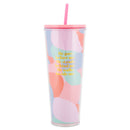 Mary Square He Goes Before Me Pastel 24 ounce Acrylic Travel Tumbler with Straw