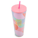 Mary Square He Goes Before Me Pastel 24 ounce Acrylic Travel Tumbler with Straw