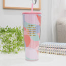 Mary Square He Goes Before Me Pastel 24 ounce Acrylic Travel Tumbler with Straw