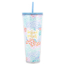 Mary Square Be Kind To Yourself Pastel 24 ounce Acrylic Travel Tumbler with Straw