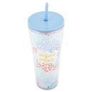Mary Square Be Kind To Yourself Pastel 24 ounce Acrylic Travel Tumbler with Straw