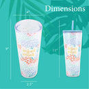 Mary Square Be Kind To Yourself Pastel 24 ounce Acrylic Travel Tumbler with Straw