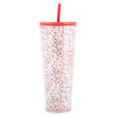 Mary Square Worthy Chosen Loved Redeemed Floral 24 ounce Acrylic Travel Tumbler with Straw