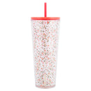 Mary Square Worthy Chosen Loved Redeemed Floral 24 ounce Acrylic Travel Tumbler with Straw