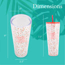 Mary Square Worthy Chosen Loved Redeemed Floral 24 ounce Acrylic Travel Tumbler with Straw