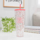 Mary Square Worthy Chosen Loved Redeemed Floral 24 ounce Acrylic Travel Tumbler with Straw