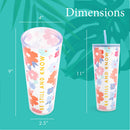 Mary Square Be Still and Know Pink Floral 24 ounce Acrylic Travel Tumbler with Straw