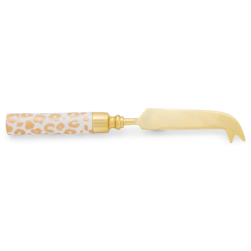 Mary Square Golden Leopard Pronged 7.75 inch Metal Cheese Knives
