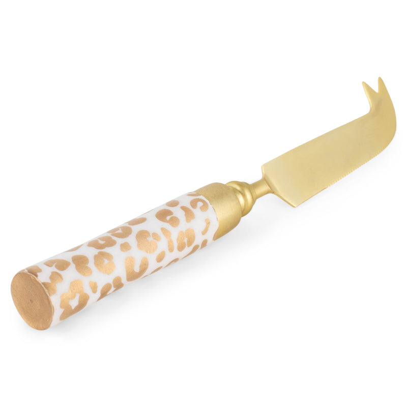 Mary Square Golden Leopard Pronged 7.75 inch Metal Cheese Knives