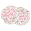 Mary Square Worthy Chosen Loved Pink Floral 2.5 inch Stoneware Absorbent Car Coaster Set of 2