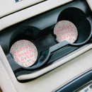 Mary Square Worthy Chosen Loved Pink Floral 2.5 inch Stoneware Absorbent Car Coaster Set of 2