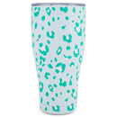 Mary Square Teal Blue Cheetah 32 ounce Stainless Steel Travel Tumbler