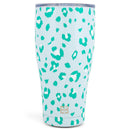 Mary Square Teal Blue Cheetah 32 ounce Stainless Steel Travel Tumbler