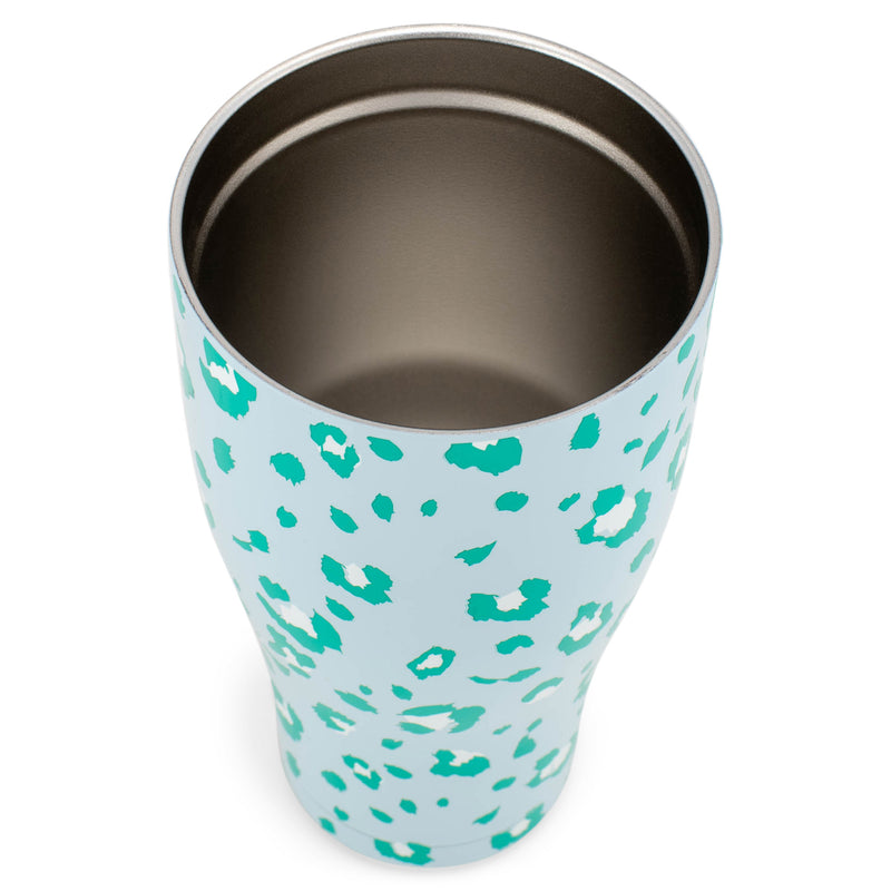 Mary Square Teal Blue Cheetah 32 ounce Stainless Steel Travel Tumbler