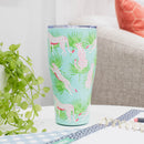 Mary Square Party Animal Teal Jaguar 32 ounce Stainless Steel Travel Tumbler