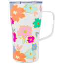 Mary Square Orange Pink Floral 16 ounce Stainless Steel Curved Travel Tumbler with Handle