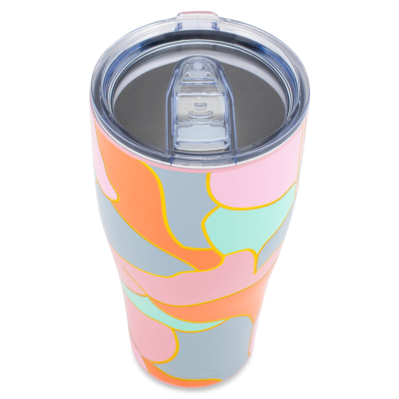 Mary Square Colorful Pink Orange Color Block 32 ounce Stainless Steel Travel Tumbler