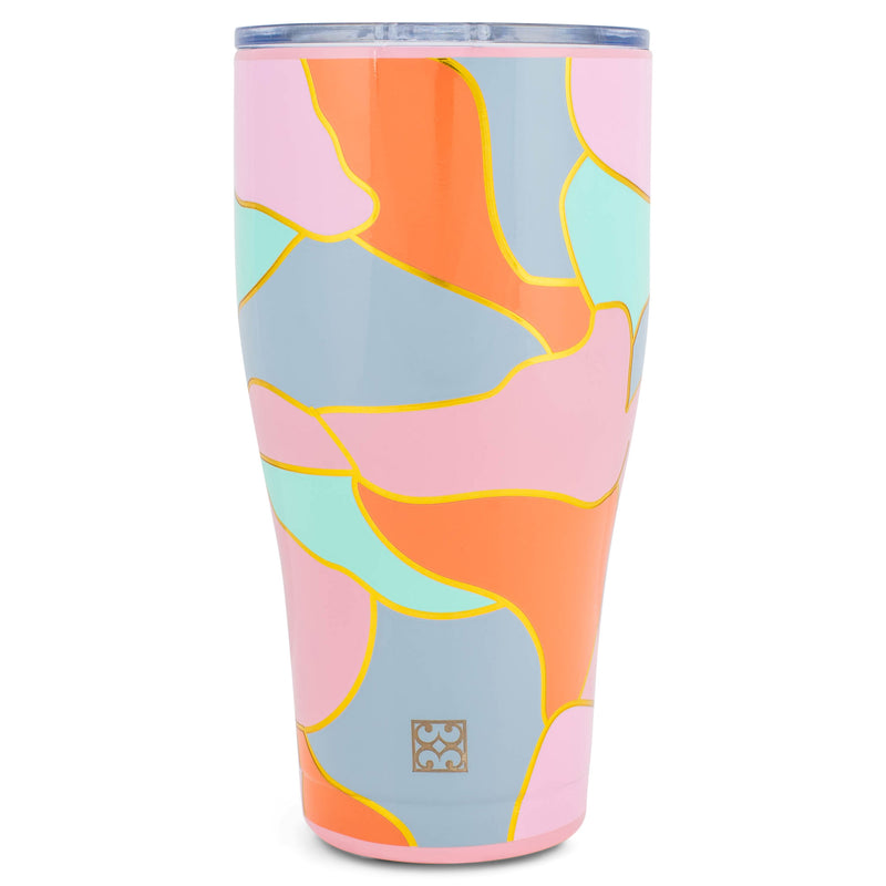 Mary Square Colorful Pink Orange Color Block 32 ounce Stainless Steel Travel Tumbler