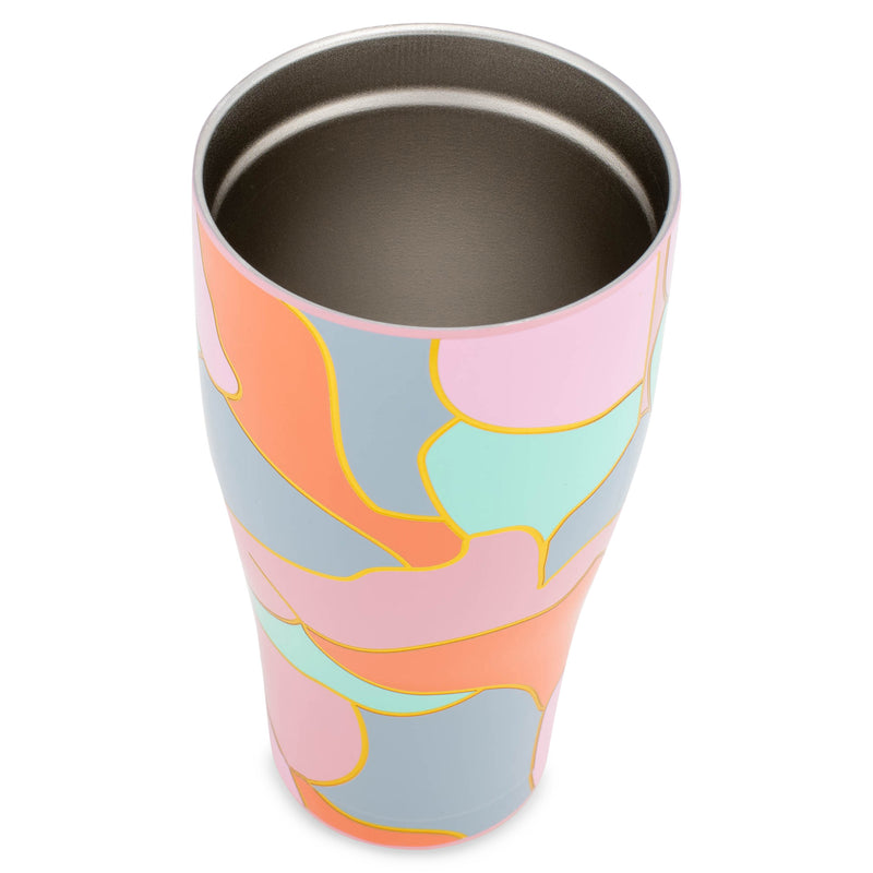 Mary Square Colorful Pink Orange Color Block 32 ounce Stainless Steel Travel Tumbler