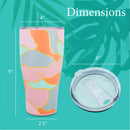 Mary Square Colorful Pink Orange Color Block 32 ounce Stainless Steel Travel Tumbler