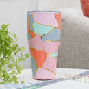 Mary Square Colorful Pink Orange Color Block 32 ounce Stainless Steel Travel Tumbler