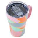 Mary Square Colorful Pink Orange Color Block 16 ounce Stainless Steel Curved Travel Tumbler with Handle