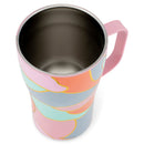 Mary Square Colorful Pink Orange Color Block 16 ounce Stainless Steel Curved Travel Tumbler with Handle