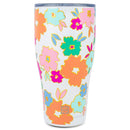 Mary Square Bright Pink Orange Floral 32 ounce Stainless Steel Travel Tumbler