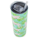 Mary Square Party Animal Teal Jaguar 20 ounce Stainless Steel Skinny Travel Tumbler with Straw