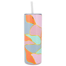 Mary Square Pink Orange Color Block 20 ounce Stainless Steel Skinny Travel Tumbler with Straw