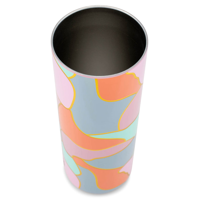 Mary Square Pink Orange Color Block 20 ounce Stainless Steel Skinny Travel Tumbler with Straw