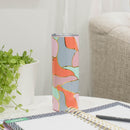 Mary Square Pink Orange Color Block 20 ounce Stainless Steel Skinny Travel Tumbler with Straw