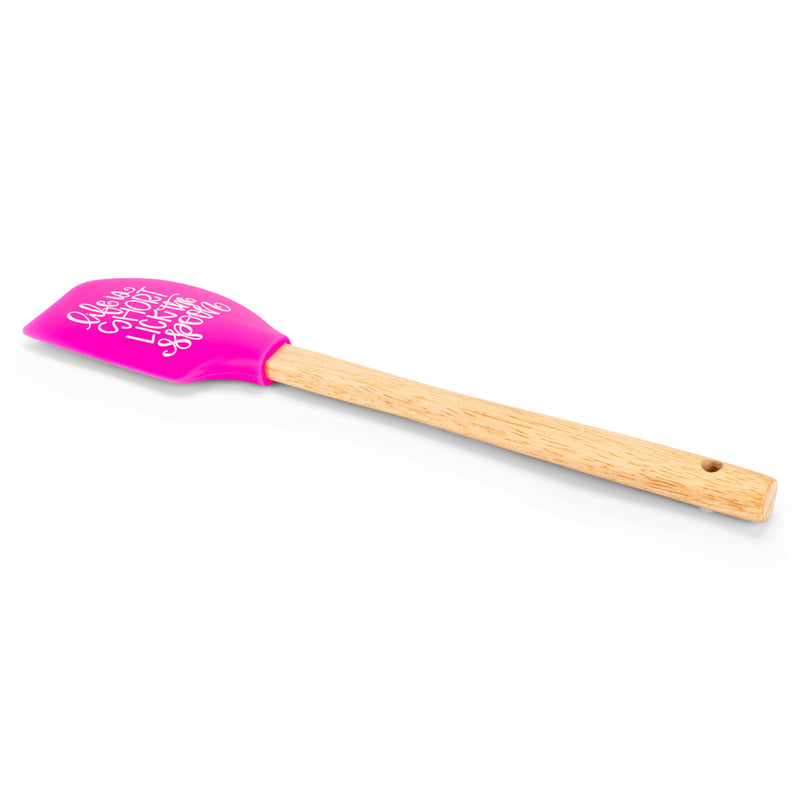 Mary Square Life Is Short Lick Spoon Pink 12 x 2.5 Silicone Mixing Spatula