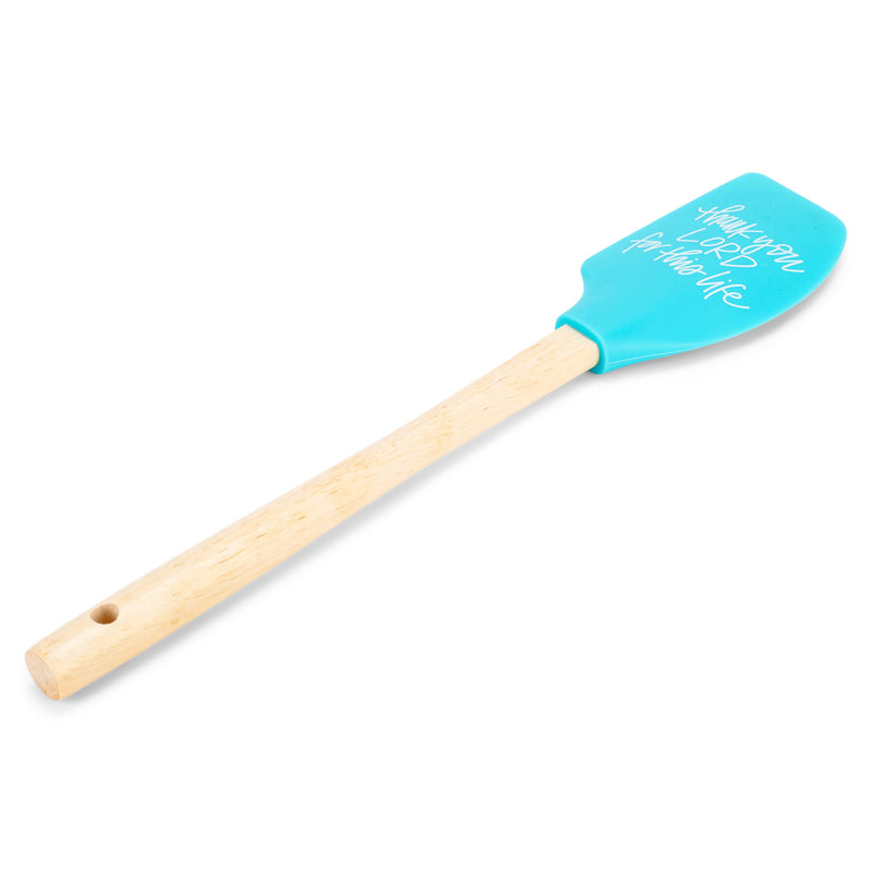 Mary Square Thank You Lord For Life Blue 12 x 2.5 Silicone Mixing Spatula