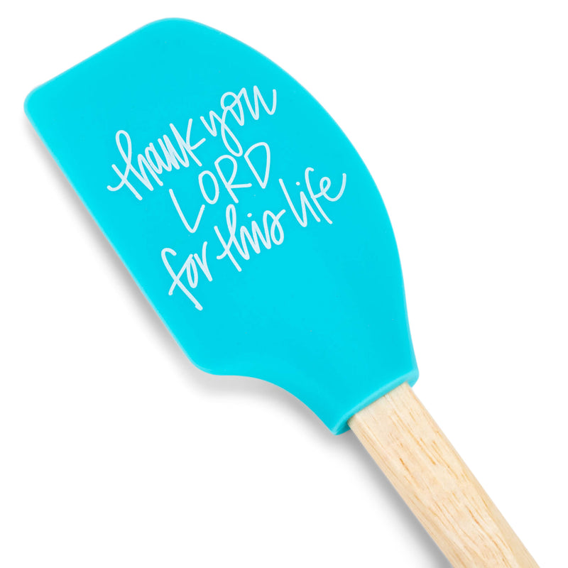 Mary Square Thank You Lord For Life Blue 12 x 2.5 Silicone Mixing Spatula
