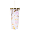 Cover You Under His Wings Pink Spot Bible Cover and Straw Tumbler With Lid Set