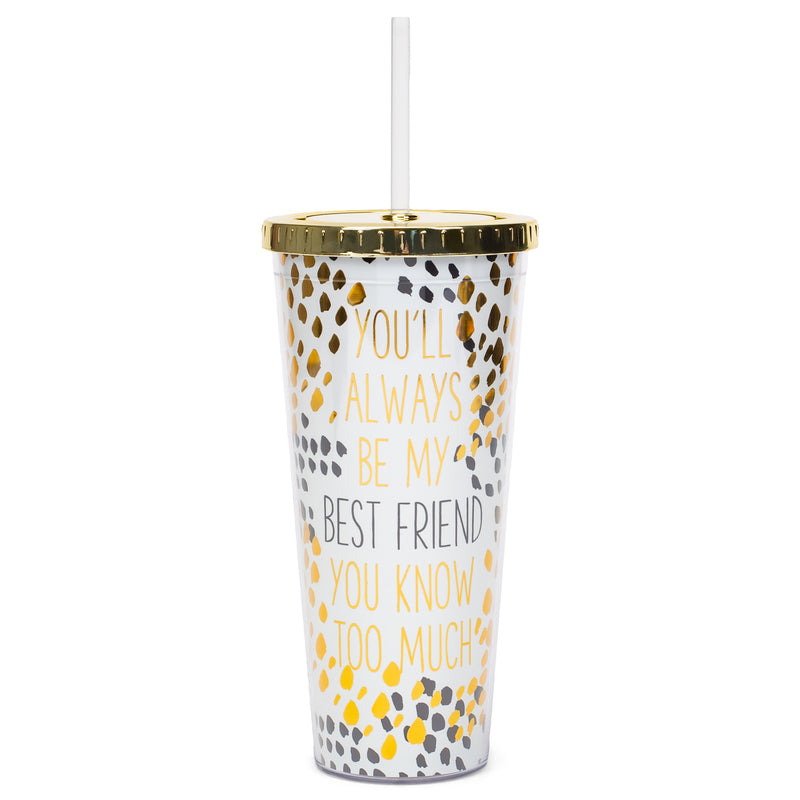 Mary Square 11"x4"x4" Youll Always Be My Best Friend Straw Tumbler, 1 Count (Pack of 1)