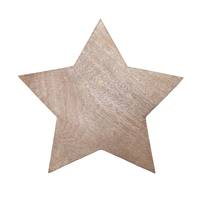 Mary Square Natural Brown Star 13.25 x 13 Mango Wood Christmas Cheese Cutting Board