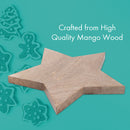 Mary Square Natural Brown Star 13.25 x 13 Mango Wood Christmas Cheese Cutting Board