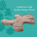 Mary Square Natural Brown Gingerbread 16.5 x 13.25 Mango Wood Christmas Cheese Cutting Board
