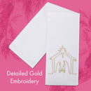 Mary Square Nativity White and Gold Tone 26 x 13 Cotton Christmas Hand Dish Tea Towel