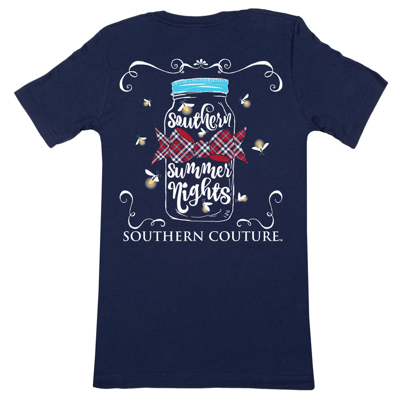 Southern Couture SC Classic Summer Nights Fireflies Womens Classic Fit T-Shirt - Navy