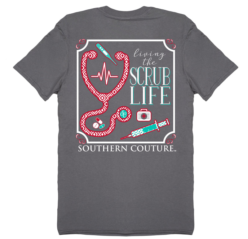 Southern Couture Classic Scrub Life Womens Inspirational T-Shirt - Charcoal