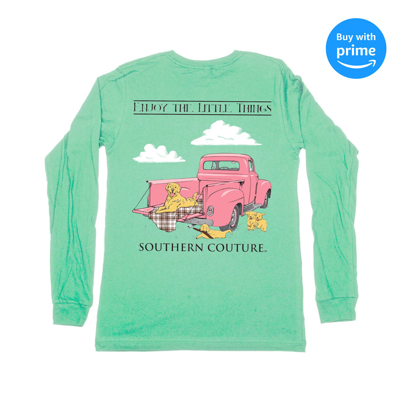 Southern Couture Classic Long Sleeve Fit Enjoy The Little Things Vintage Truck Adult T-Shirt, Island Reef Green