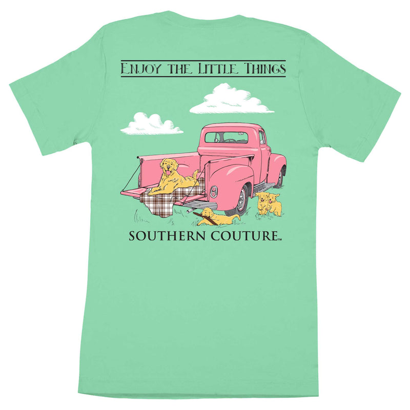 Southern Couture Classic Short Sleeve Fit Enjoy The Little Things Vintage Truck Adult T-Shirt, Island Reef Green